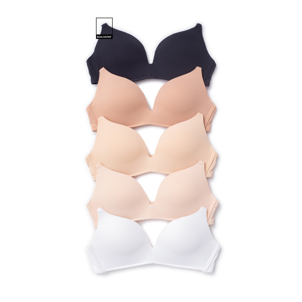 Áo lót mút mỏng không gọng thoải mái màu trơn dây áo liền nâng ngực tự nhiên BOM SISTER A9403 | BigBuy360 - bigbuy360.vn