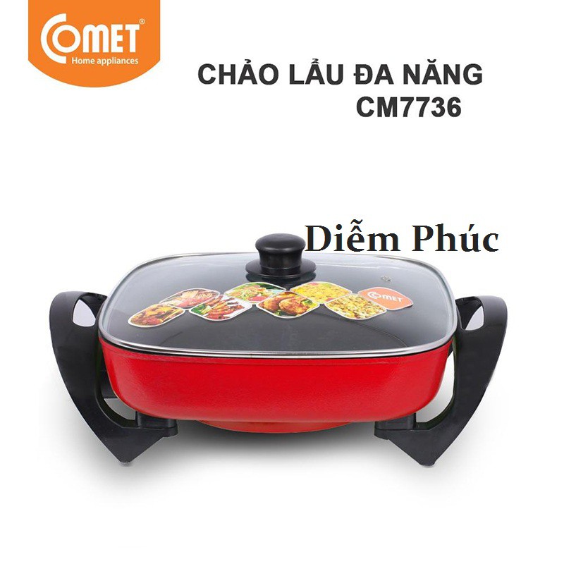 Chảo Lẩu Điện đa năng Comet CM7736 - Nồi Lẩu Điện Tiện Dụng - Diễm Phúc -Bảo hành Chính hãng