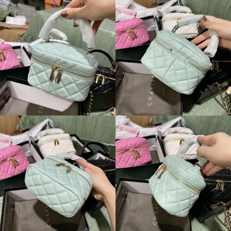 Túi cê ka trần trám dáng cốp có quai cầm và dây đeo chéo kèm hộp hàng cao cấp