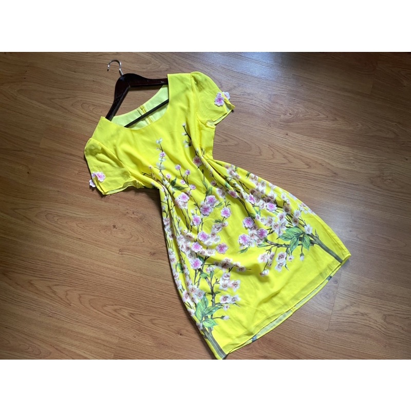 Váy đầm nữ chất Voan đính hoa đi chơi, lễ tết size L