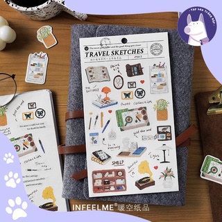 [M80] Sticker Travel Sketch cổ điển trang trí sổ/bullet journal chất liệu washi