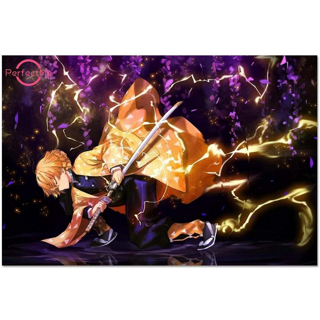 Set tranh đính đá 5d thủ công họa tiết Demon Slayer kiểu Nhật cao cấp 40x30cm