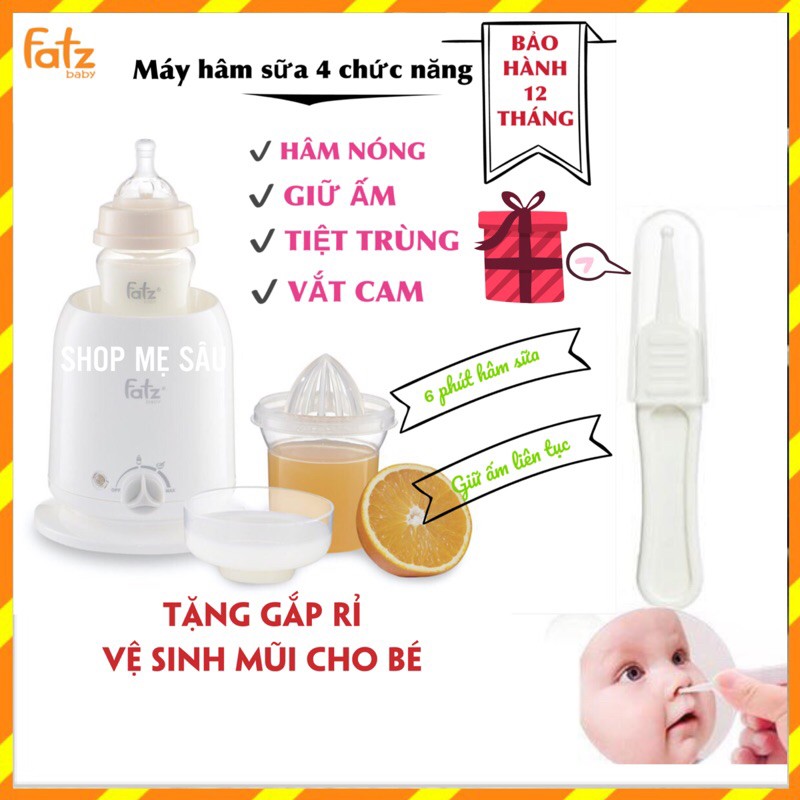 máy hâm sữa fatz baby 4 chức năng, hâm sữa , giữ nhiệt, tiệt trùng bình sữa và vắt cam màu xám trắng mẫu mới 2020