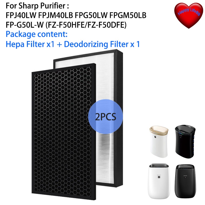 [Ready Stock] Fit SHARP Air Purifier FPJ40LW FPJM40LB FPG50LW FPGM50LB FP-G50L-W FZF50HFE  FZF50DFE HEPA Carbon Filter
