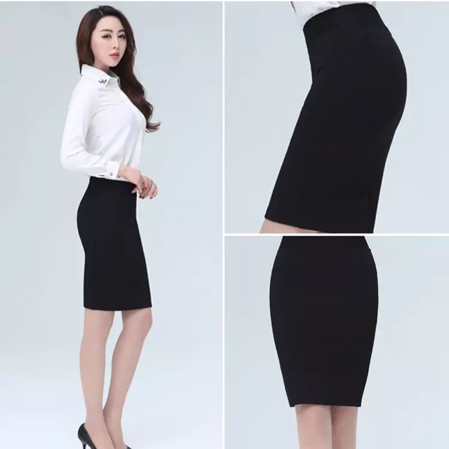 Chân váy bút chì màu đen. Dài 50-55cm