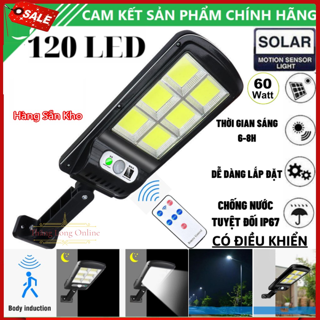 Đèn Năng Lượng Mặt Trời Solar Street Lamp 6 Bóng Cảm Biến Chuyển Động, Kèm Điều Khiển Tắt Bật Từ Xa Chính Hãng