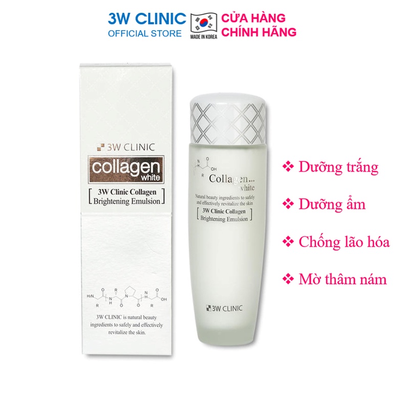 Sữa dưỡng trắng da dưỡng ẩm chống lão hóa chiết xuất collagen 3W Clinic Hàn Quốc 150ml