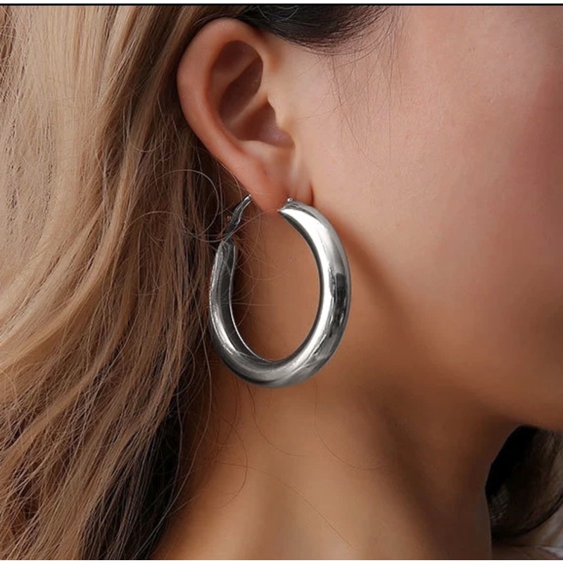 Khuyên tai tròn phong cách âu mỹ - Hoa tai dáng tròn trơn