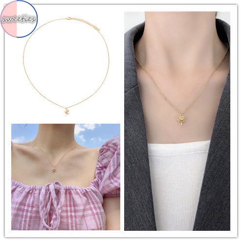 Vòng cổ mặt hình hoa hồng phong cách cổ điển thời trang cho nữ