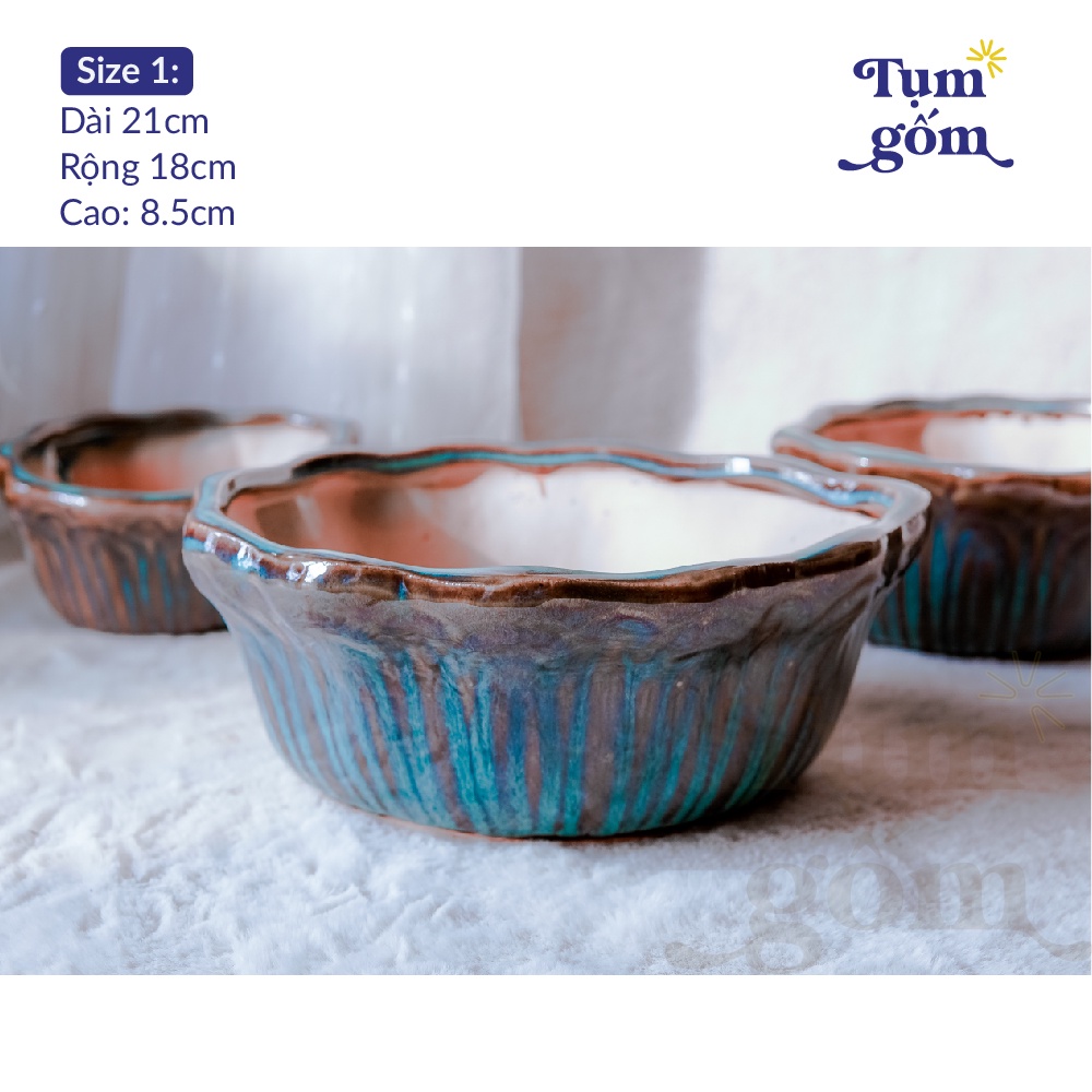 Chậu Sứ Dáng thuyền Trồng Cây Cảnh Bonsai, Sen đá, Xương rồng, Tiểu Cảnh Terrarium