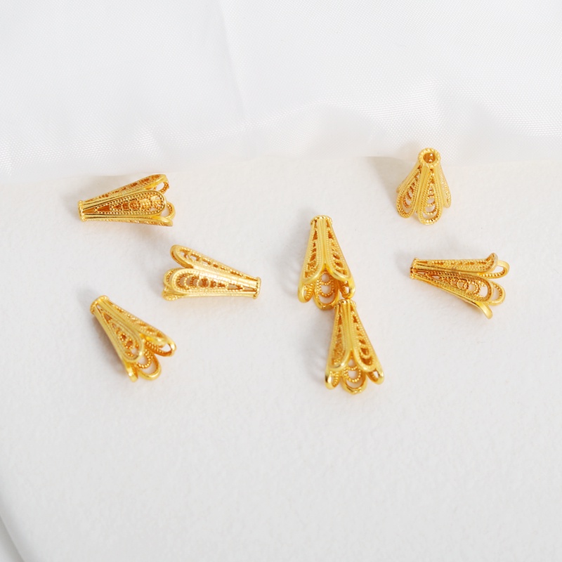 Giá Đỡ Hạt Cườm Bằng Đồng Mạ Vàng 18k Thiết Kế Đục Lỗ Xuyên Thấu Dùng Làm Trang Sức Thủ Công diy