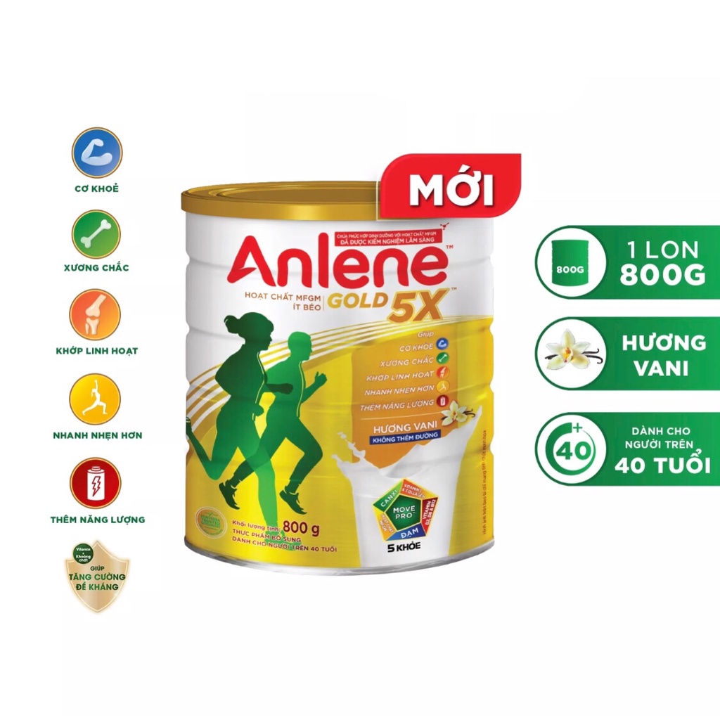 [HSD T2-2025] Sữa Bột Anlene Gold 5X Hương Vani - Lon 800g