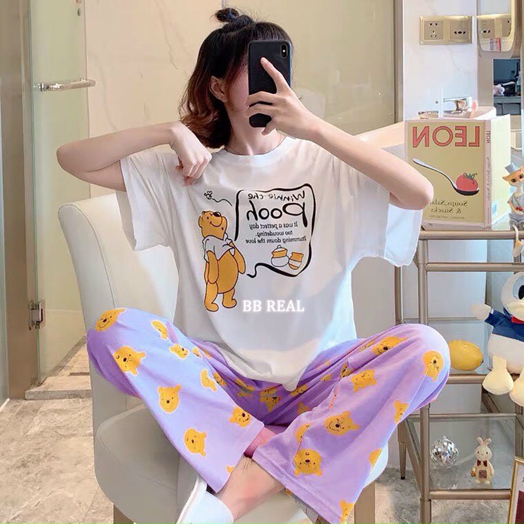 Đồ Bộ Mặc ở Nhà Bộ Đồ Ngủ Nữ Quần Dài Pijama Thun Lạnh Đẹp [CODE 9-12] Freesize Từ 45-60Kg - BB REAL