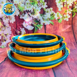Chậu Gấp Pha Mồi Silicon Chống Dính 2 màu 3 Kích Cỡ - Vũ Môn Fishing