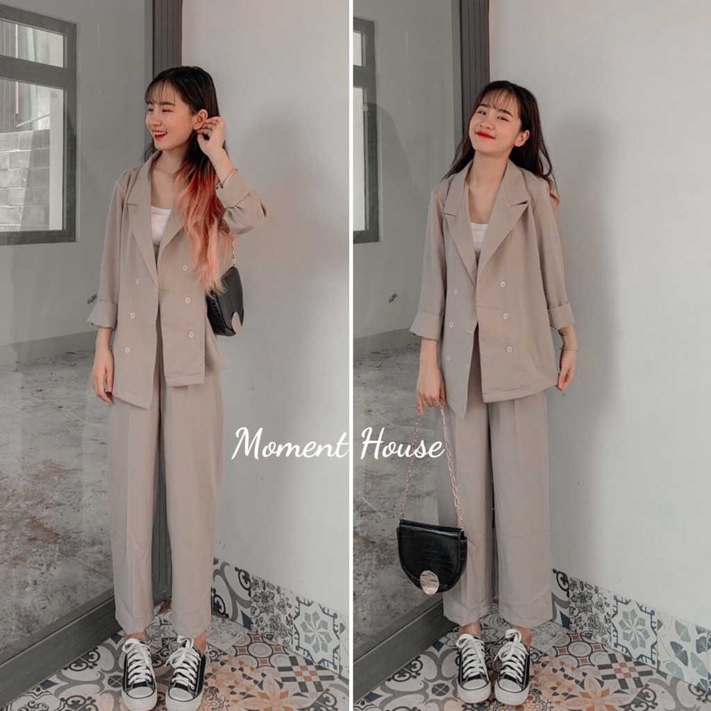 SET VEST 9 TẤC ĐỦ SIZE SML màu Nâu Be ( Vải đẹp ) [Moment House]