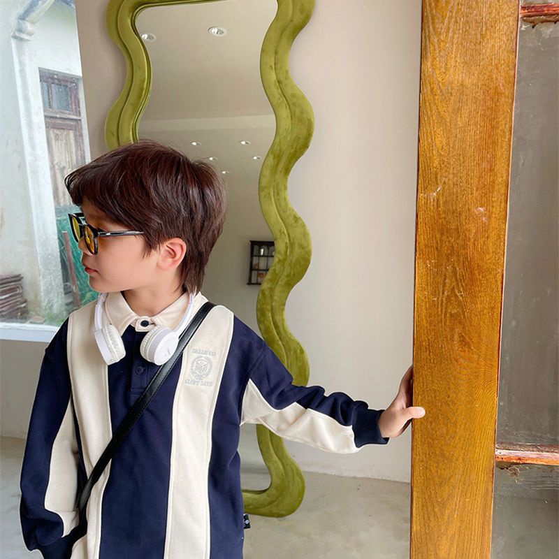 Áo POLO Tay Dài Nhuộm Màu 100% Cotton Thời Trang Thu Đông Cho Bé