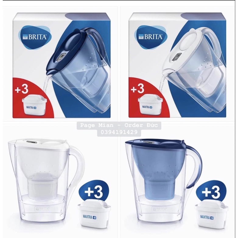 BÌNH LỌC NƯỚC BRITA MARELLA 2.4L TẶNG 3 LÕI LỌC MAXTRA +