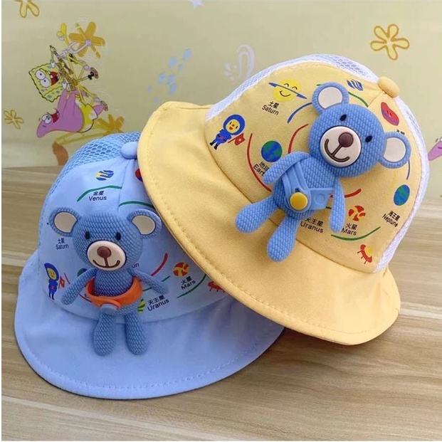 Mũ tròn rộng vành hình gấu dễ thương cho bé- Nón Rộng Vành Cho Bé Đính Hình Gấu Ngộ Nghĩnh ❤️ #MŨ - 𝗚𝗜𝗔𝗗𝗨𝗡𝗚𝗛𝗔𝗡𝗢𝗜𝟯𝟵 ❤️