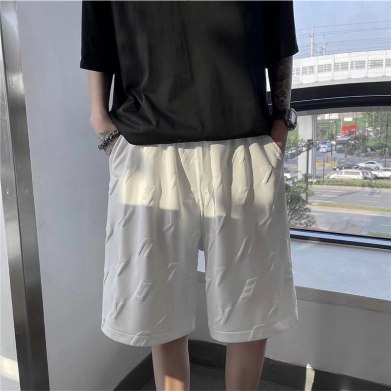 Quần Thể Thao Ngắn Dáng Rộng Màu Trơn Có Dây Rút In Họa Tiết Phong Cách Hàn Quốc Thời Trang Unisex