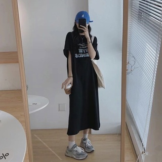 kumivn váy thun cotton dáng dài cộc tay