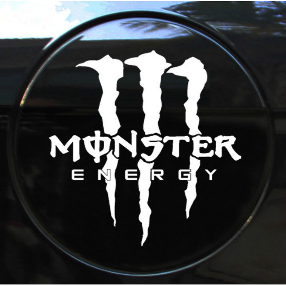 Decal tem logo " MONSTER " dán nắp bình xe nhiều màu cho xe hơi, ô tô, xe du lịch, xe grab