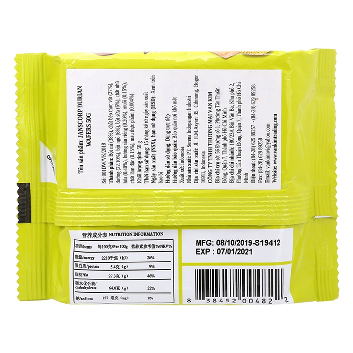 Bánh Xốp Janscorp Hương Sầu Riêng