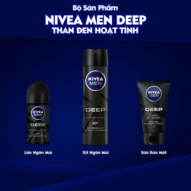 Bộ 2 chai xịt ngăn mùi Nivea Men than hoạt tính 150ml - 80027