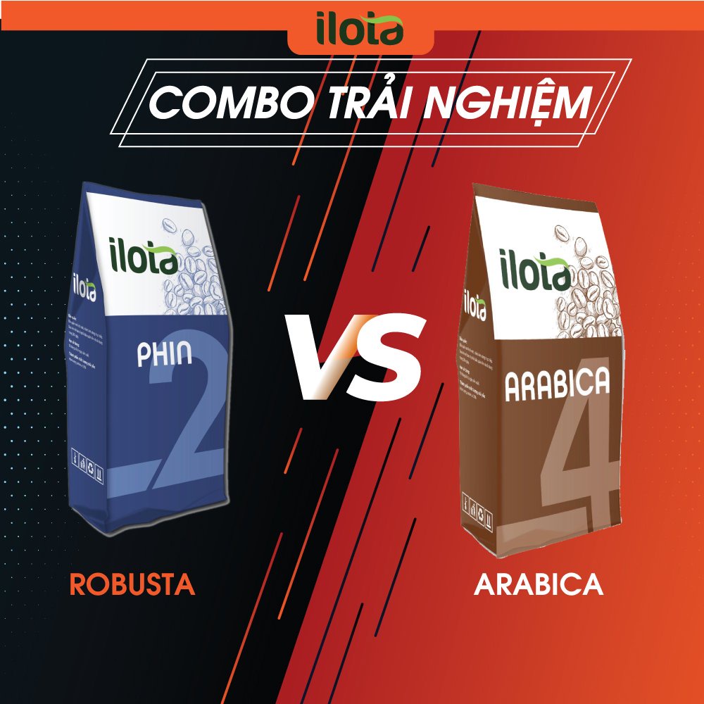 (COMBO 2 gói) cà phê Robusta 250gr và Arabica 250gr Cafe rang xay nguyên chất pha Phin ILOTA Coffee