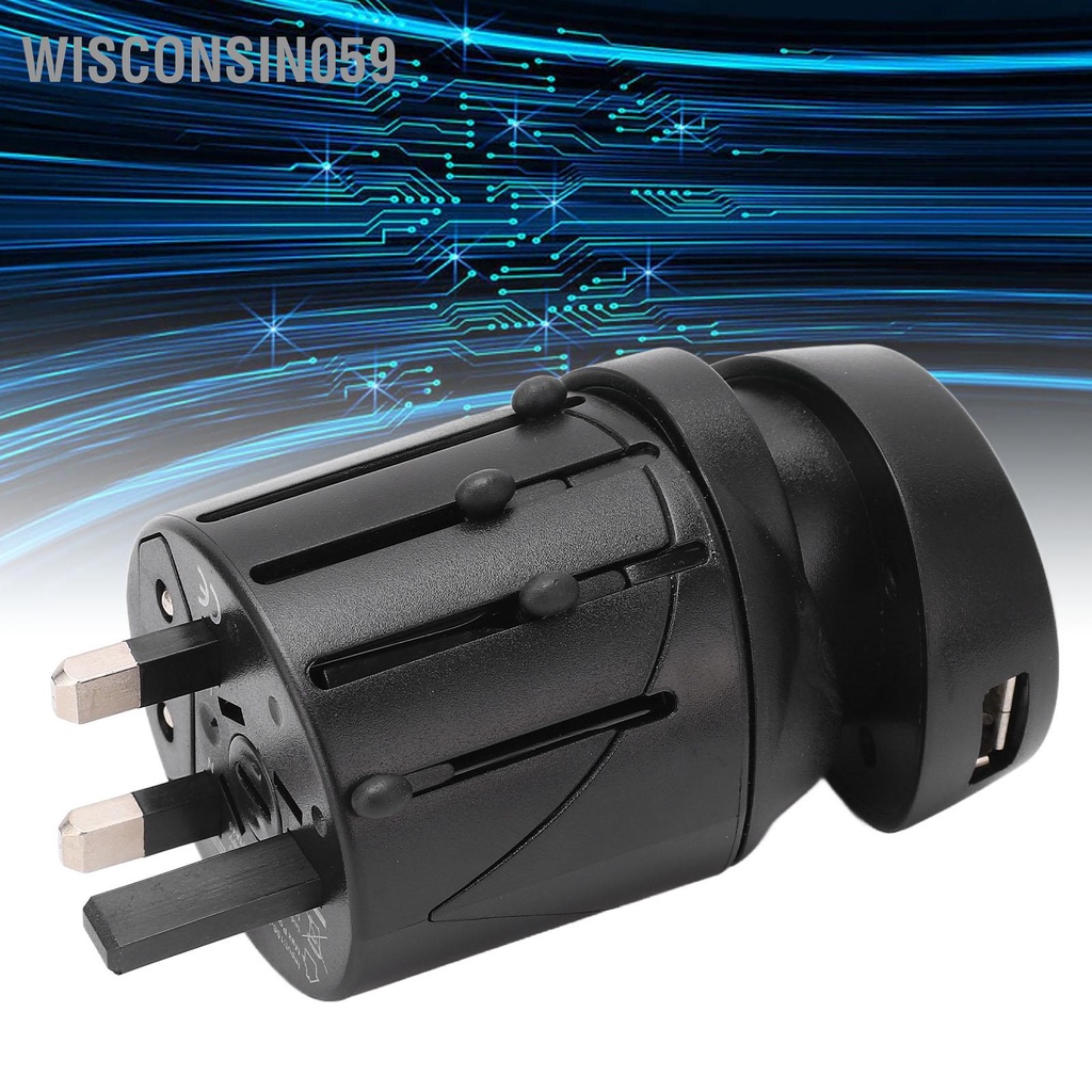 Wisconsin059 Bộ chuyển đổi du lịch đa năng Vỏ chắc chắn Kích thước nhỏ An toàn Hiệu quả Quốc tế Cắm điện 100‑240V