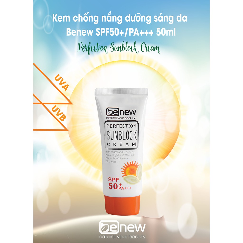 Kem Chống Nắng Kiềm Dầu Lên Tone Không Nhờn Dính BENEW 50ml SPF 50 PA +++ | BigBuy360 - bigbuy360.vn