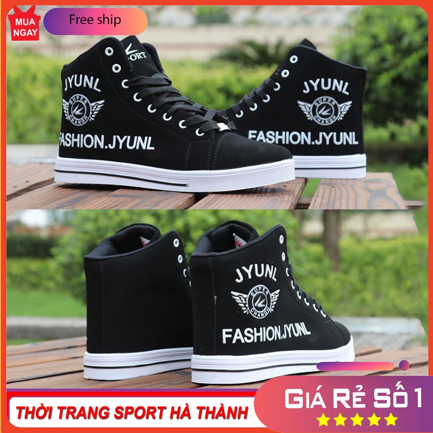 Giày cổ cao da nam - Fashion JYUNLL có 2 màu đen và trắng Thời Trang Nam SPORT HÀ THÀNH