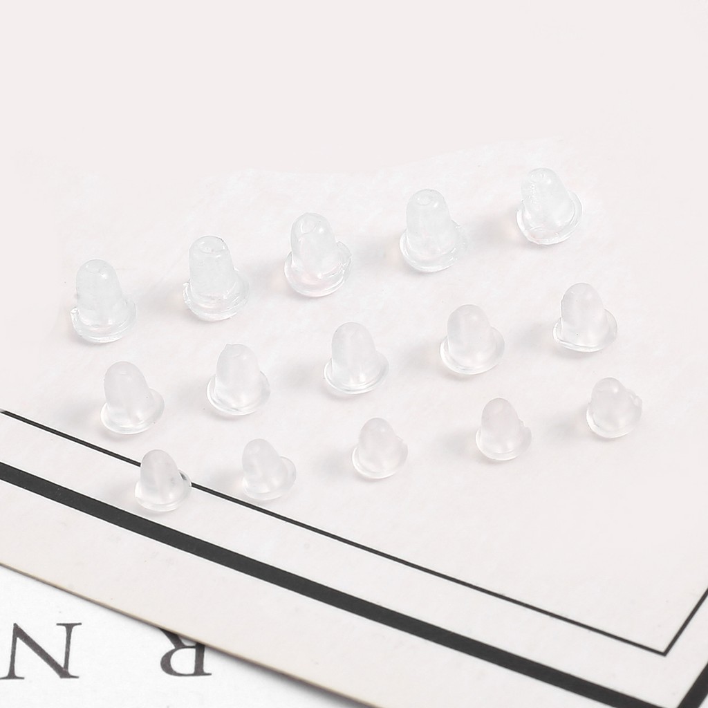 Nút Chặn Khuyên Tai Beadia Hình Viên Đạn Tròn Bằng Silicon Trong Suốt DIY