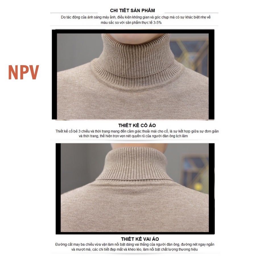 Áo len cổ lọ NPV dài tay đẹp thời trang nam cao cấp, không bai xù