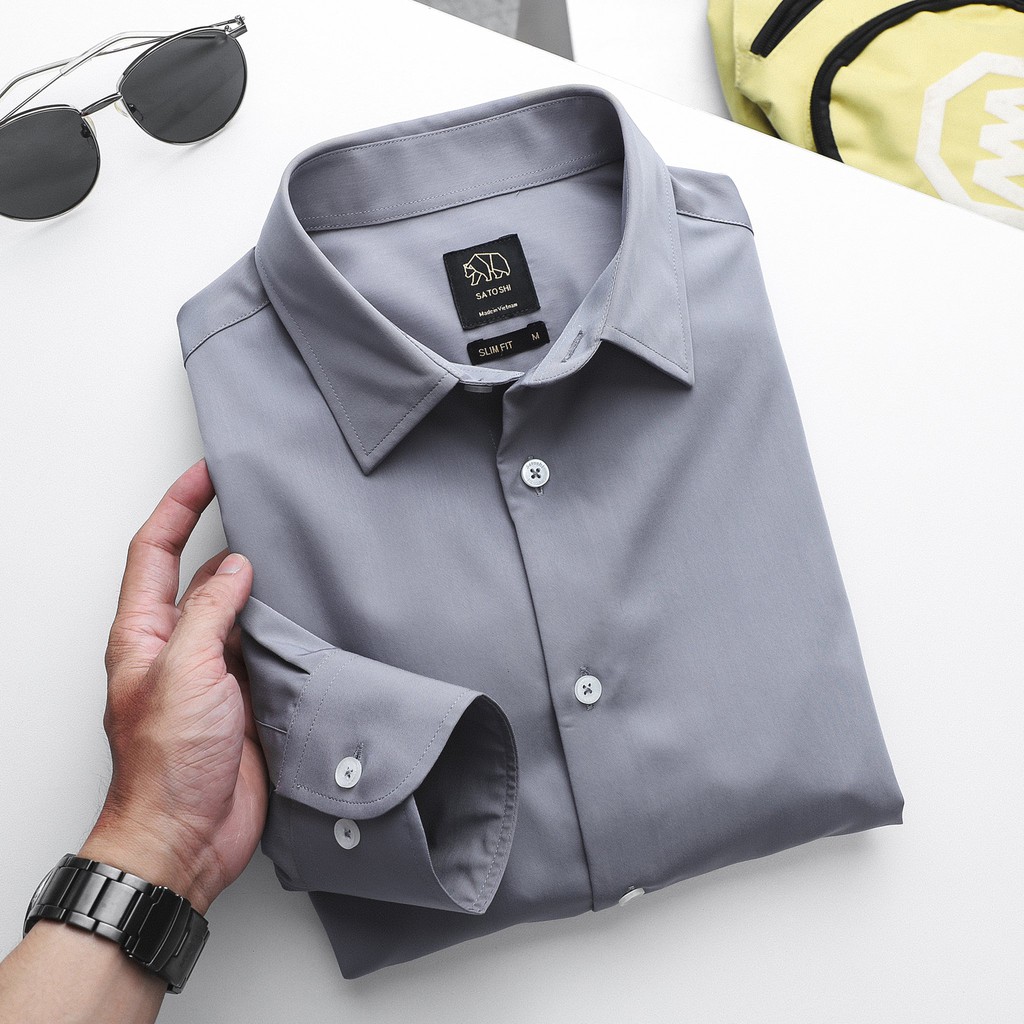 |Hẻm Store| Sơ mi nam Satoshi SASM50 chất liệu cotton tay dài 4 màu form slimfit phong cách trẻ trung dễ phối đồ