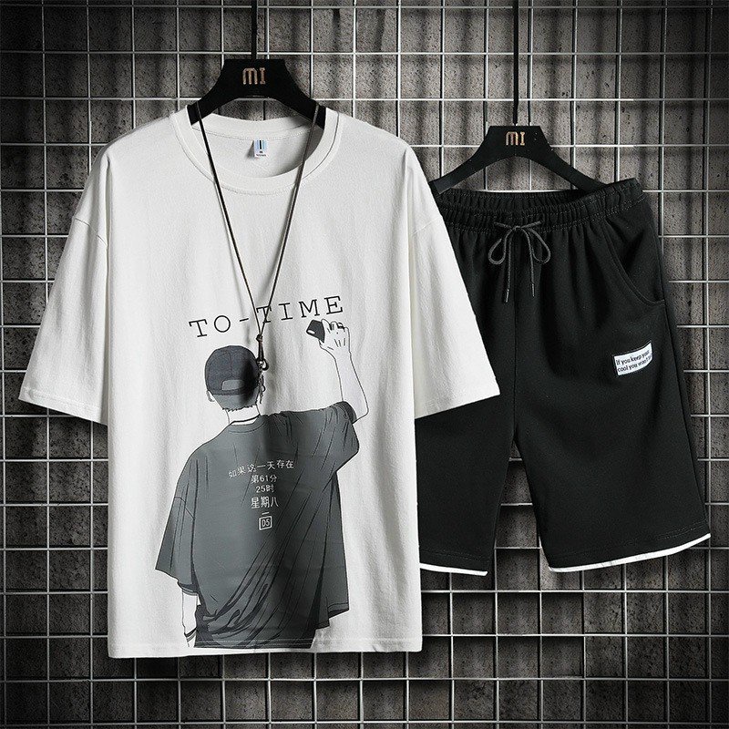 ❤️ HOT ❤️ Bộ đôi đồ mặc nhà,Quần áo thể thao nam nữ mùa hè hoạt hình ngắn tay phong cách Hàn Quốc áo thun quần Short M01