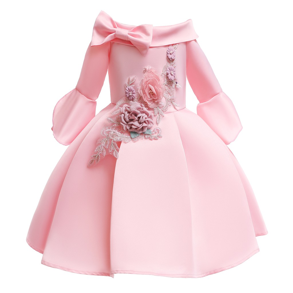 Đầm công chúa bé gái tay lỡ, bẹt vai 10-35kg, QC13 HỒNG