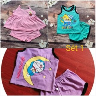 Combo 5 bộ ba lỗ thể thao, 2 dây mặc nhà bé gái.