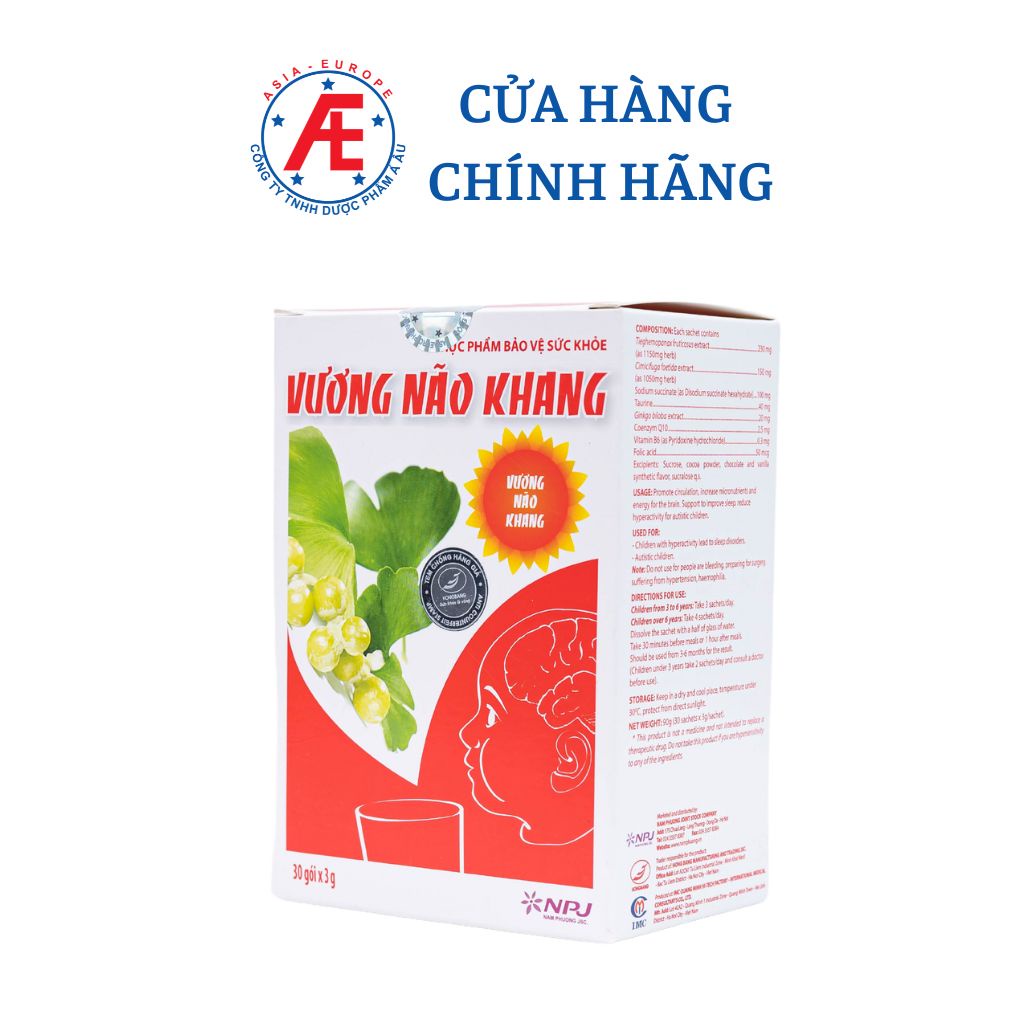 Vương Não Khang tăng cường trí tuệ cho bé Hộp 30 gói DƯỢC PHẨM Á ÂU