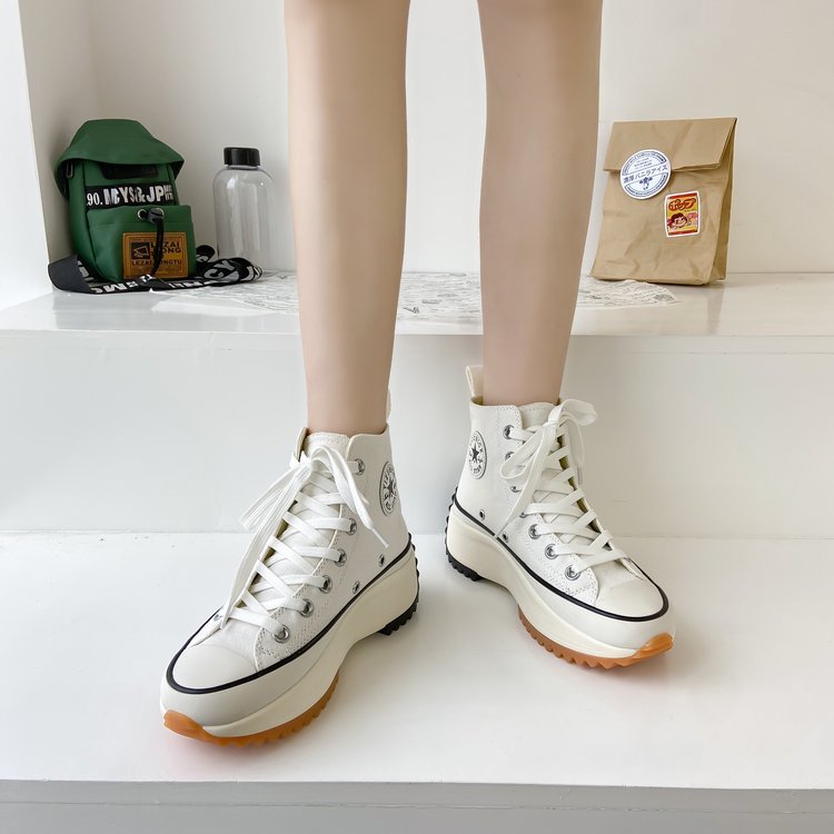 Fashionable Round Lace Up High Top Canvas Shoes for Women