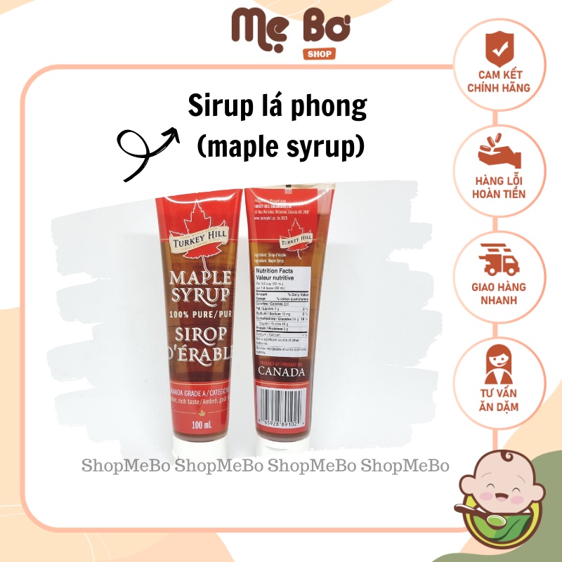 Siro lá phong (maple sirup) hữu cơ Turkey Hill tuýp 100ml