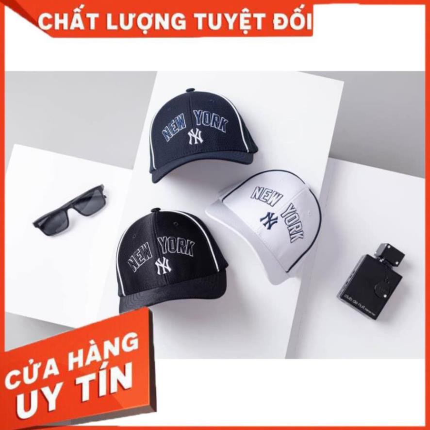Nón lưỡi chai M.L.B NewYork bít đuôi chất vải cotton Hàn Quốc cao cấp, nón kết thể thao đen trắng