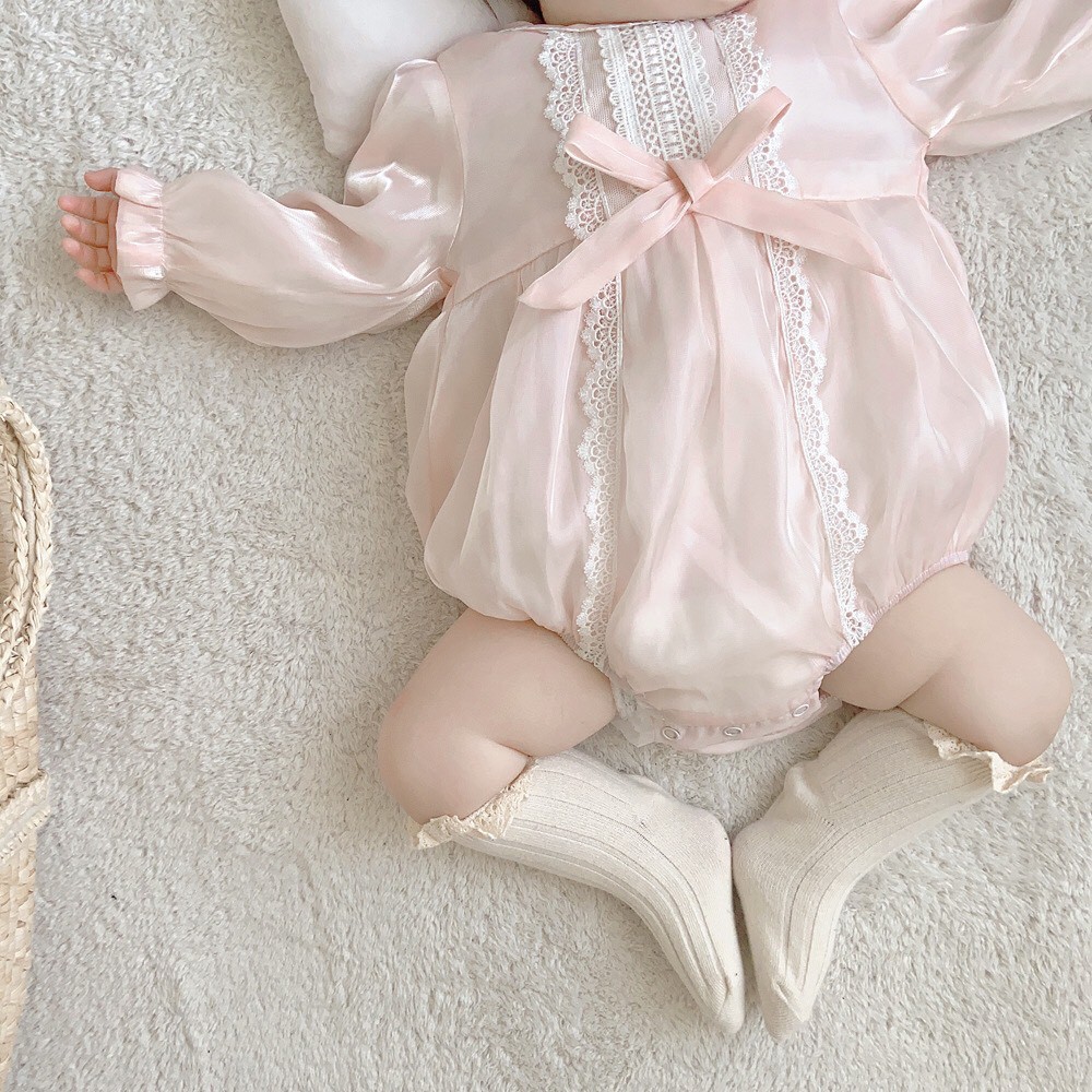 Body công chúa NƠ NGỰC dài tay tam giác cho bé 3-13kg - Có ảnh thật - Shubishop.vn