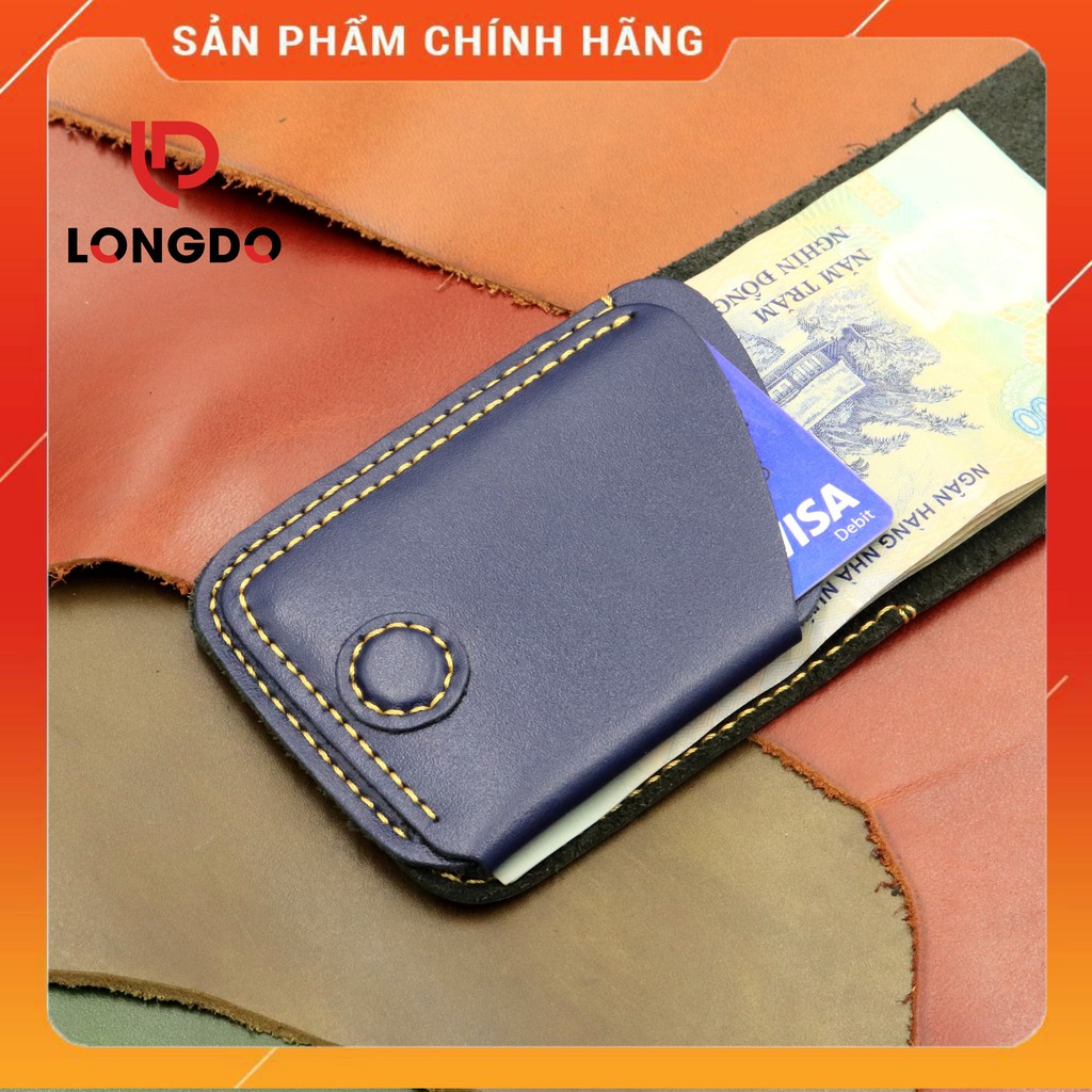 Ví Sen 3 Cao Cấp - Cam Kết 100% Da Bò Thật - Bóp Da Nam Mini Màu Xanh Navy Hàng Chính Hãng Thương Hiệu Longdo Leather