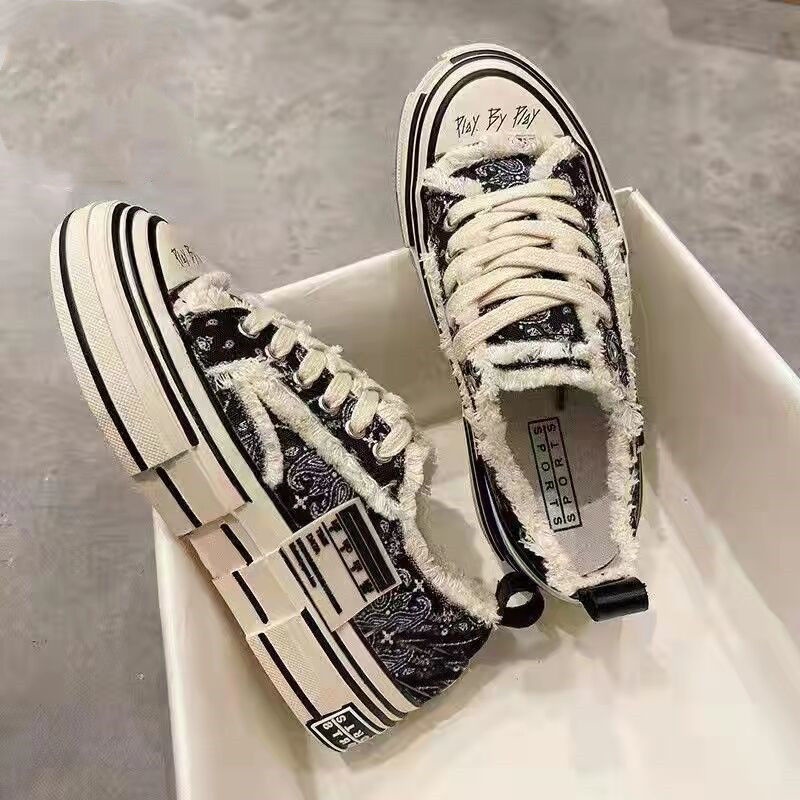 Giày Thể Thao Canvas Đế Dày Tăng Chiều Cao Phong Cách Mới