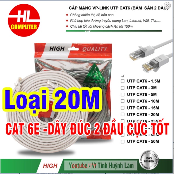 Cable Lan VP-Link Cat 6E Bấm Sẵn Dây Đúc 2 Đầu Mạng Siêu Chắc Chắn