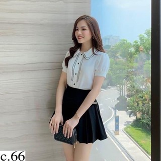 SET BỘ CÔNG SỞ GỒM ÁO SƠ MI TAY NGẮN + CHÂN VÁY XẾP LY CAO CẤP QC