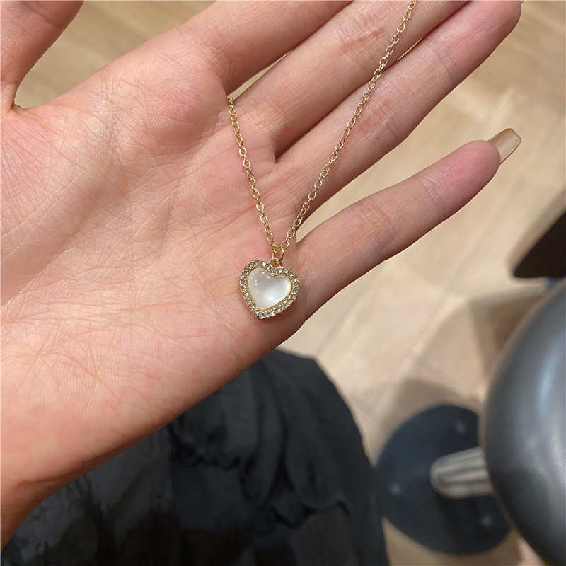 [Bông tai và Vòng cổ thiết kế mới tinh tế hình trái tim thời trang F022 2021