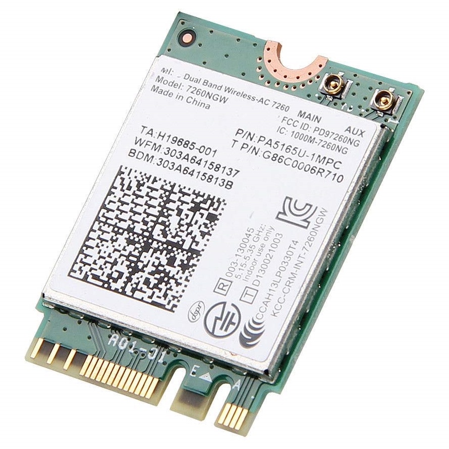 Card wifi 7260NGW băng tần kép - Intel® Wireless-AC 7260 (M.2/NGFF/2230 - PCIe)