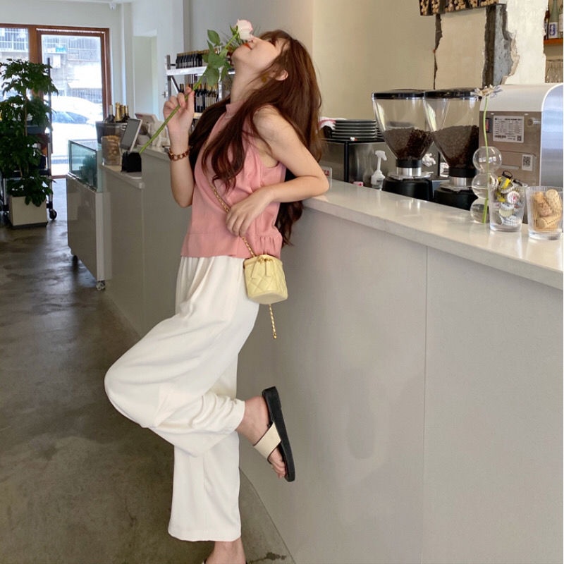 Quần Dài Ống Rộng Lưng Cao Phong Cách Hàn Quốc Thời Trang Cho Nữ