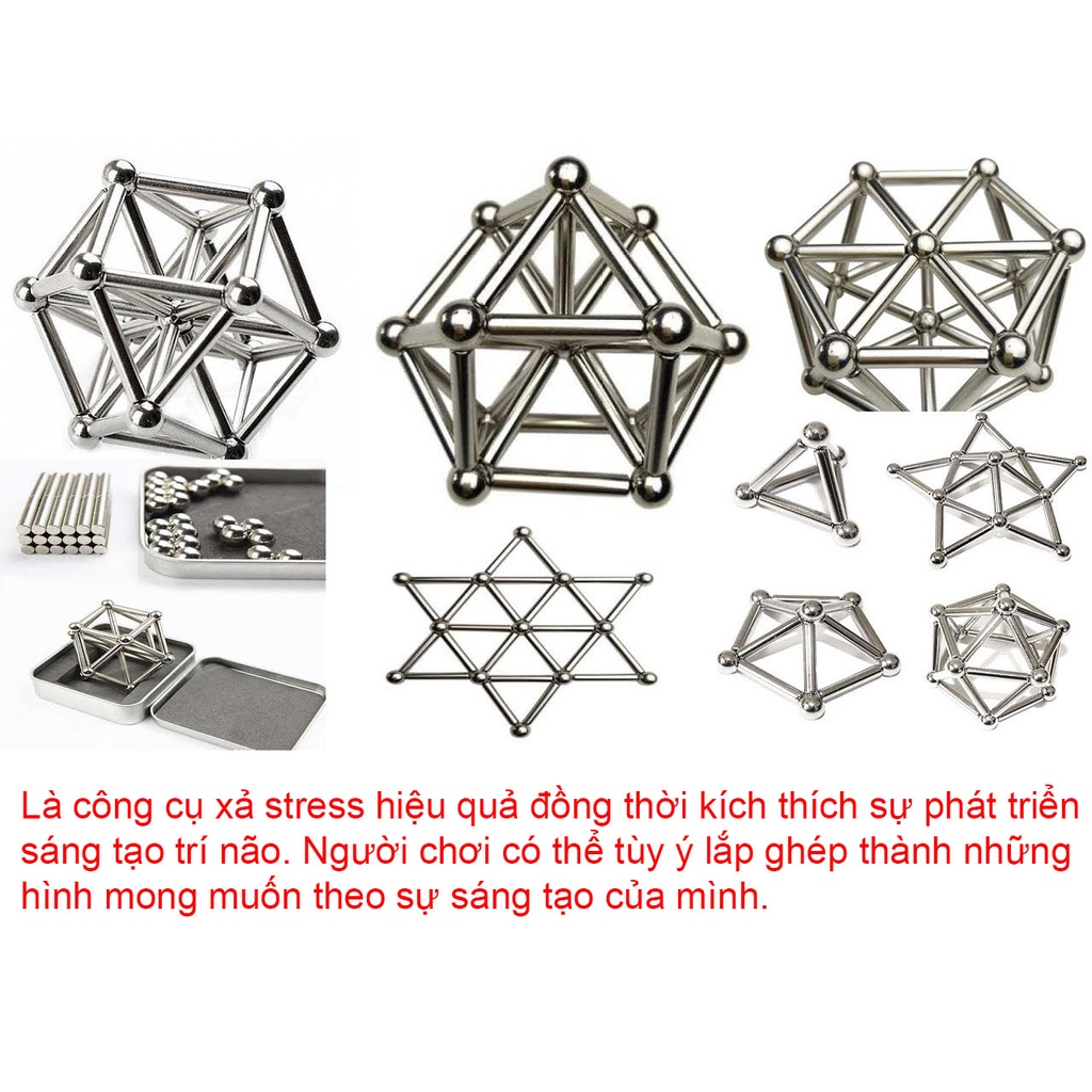 Buckyball 36 Thanh 27 BiNam Châm Giúp Bé Phát Triển Trí Não Cũng, Tư Duy Sáng Tạo- An Toàn - Bảo Hành Uy Tín